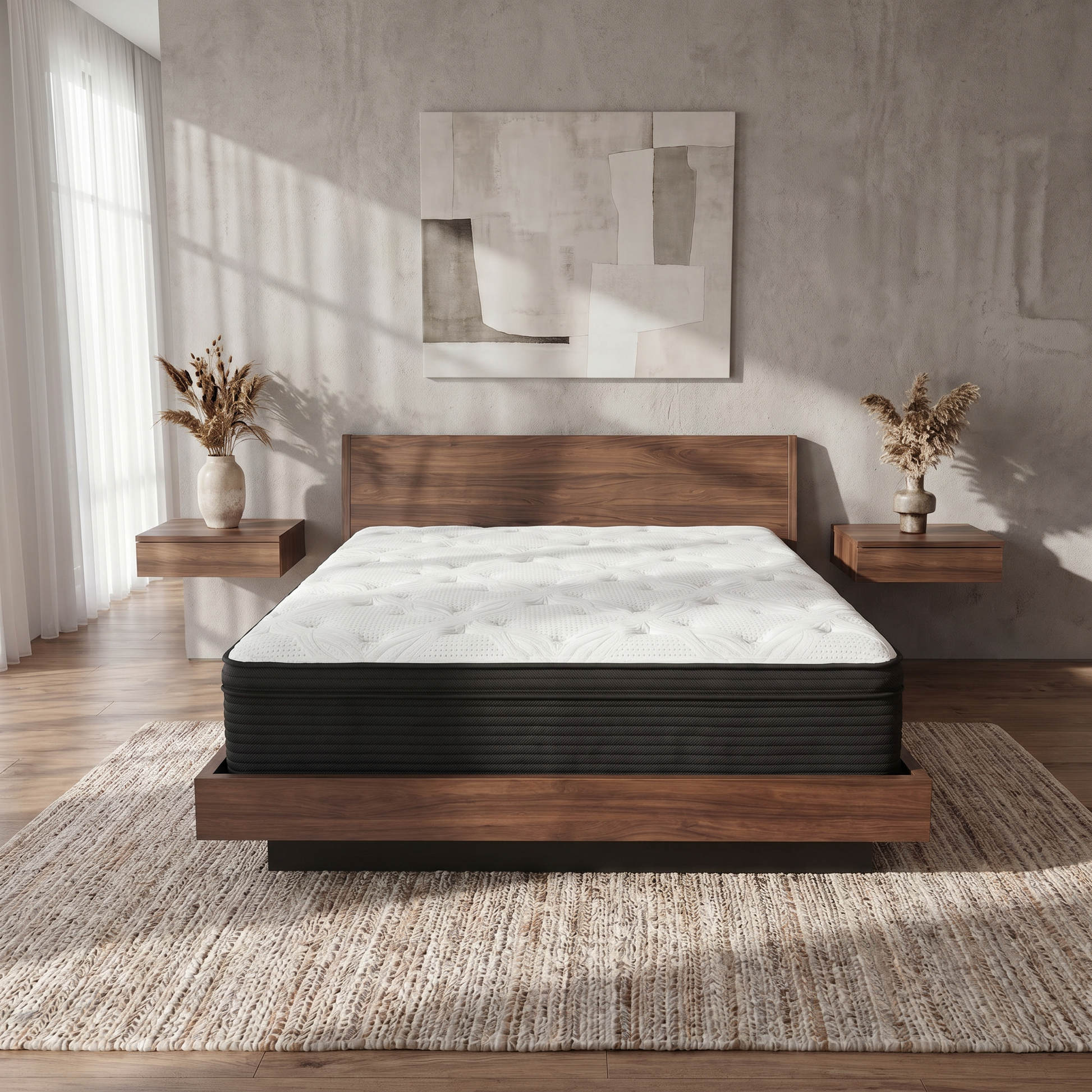 13 Inch Hybrid Plush Queen Mattress with Pocketed Coils and Phase Change Cooling Fabric image 2