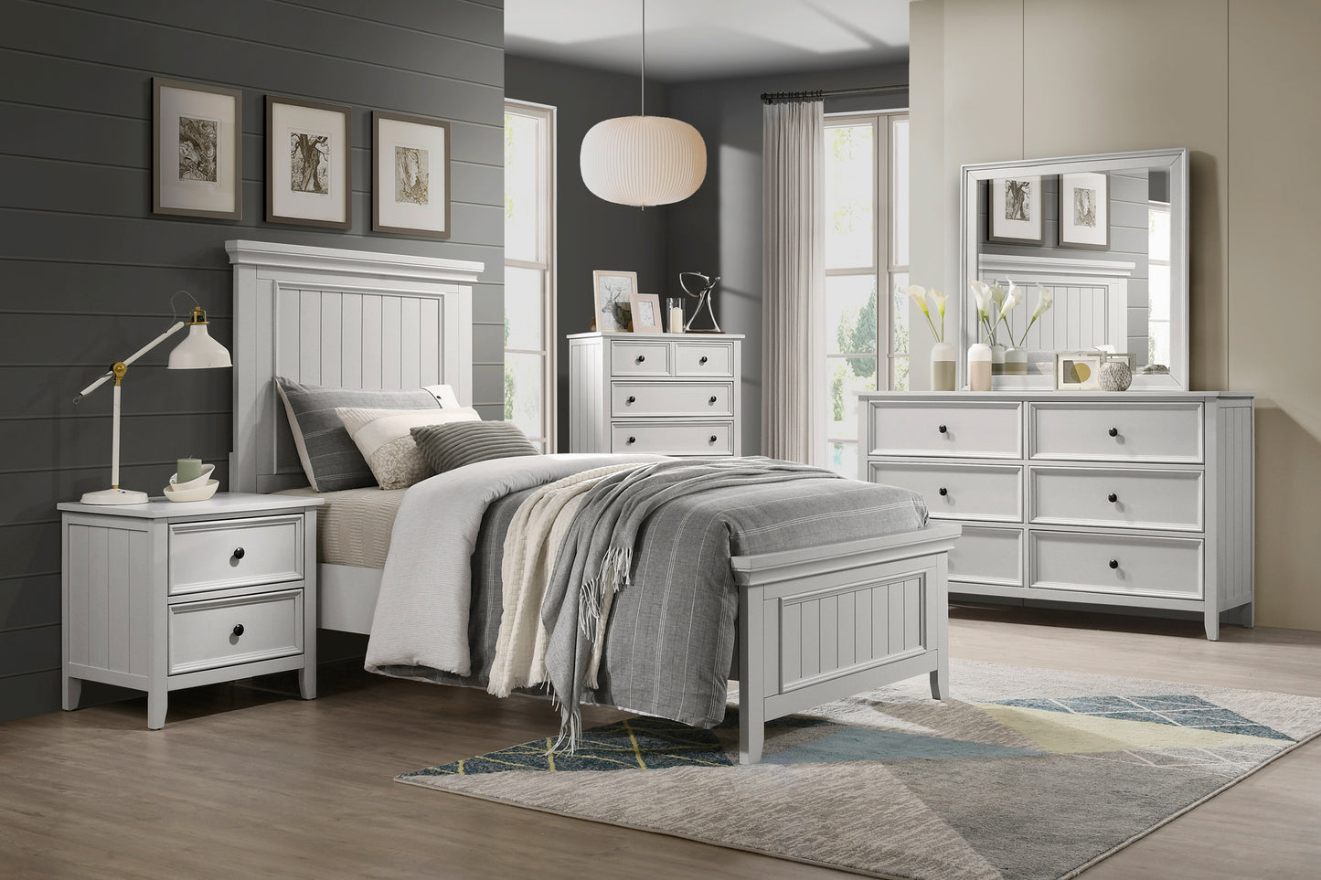 Classic White Finish Nightstand of 2 Drawers Storage Modern Farmhouse Style Bedroom Furniture 1pc Bedside Table image 6