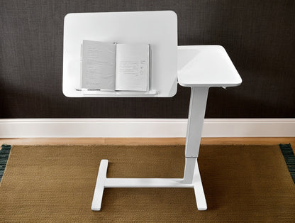 Overbed Bedside Desk, Mobile Rolling Laptop Stand Tilting Overbed Table with Wheels, Height Adjustable Tray Table for Laptop Bed Sofa Side Table, Bedside Table (WHITE) image 8