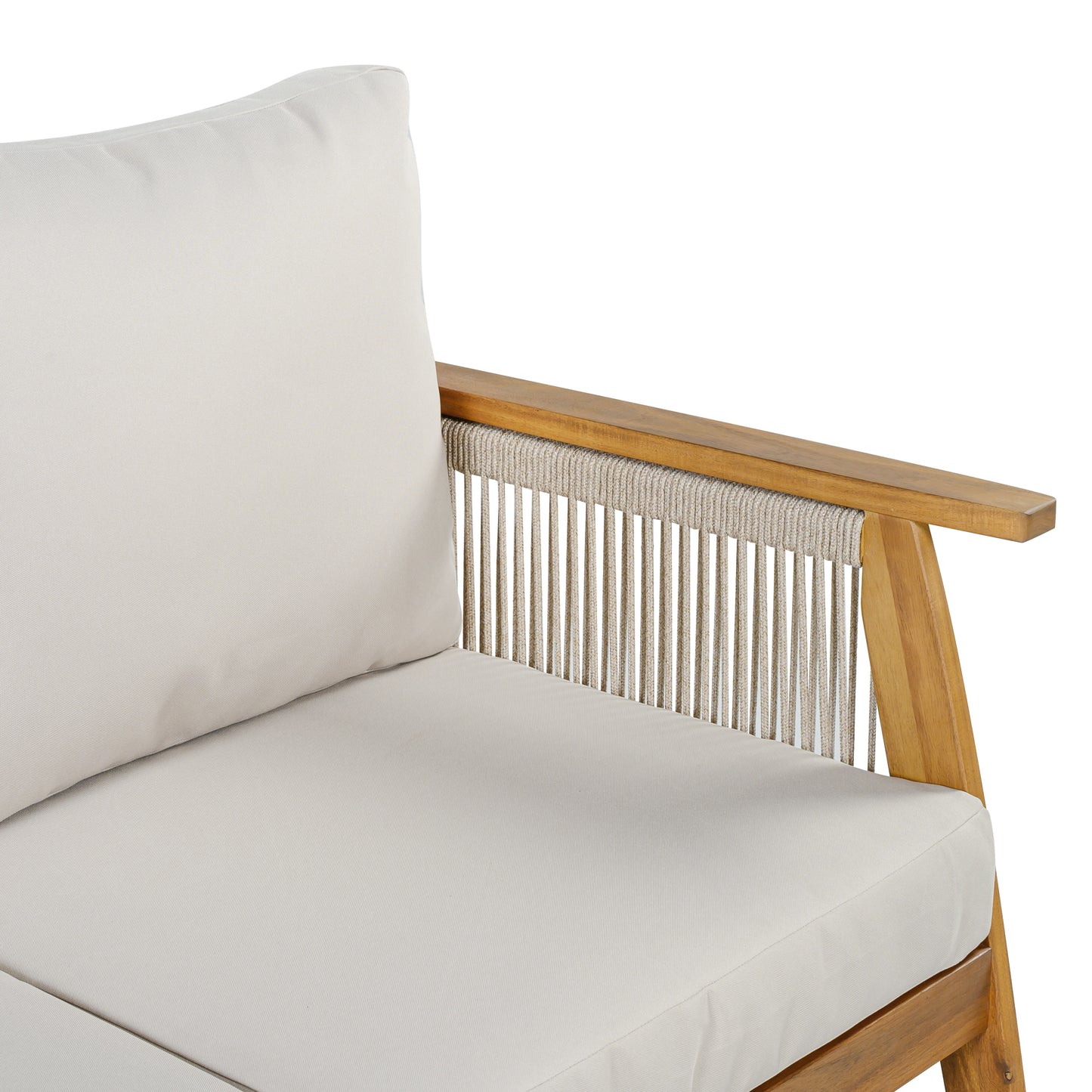 Outdoor Acacia Wood and Rope 3 Seater Patio Sofa image 12