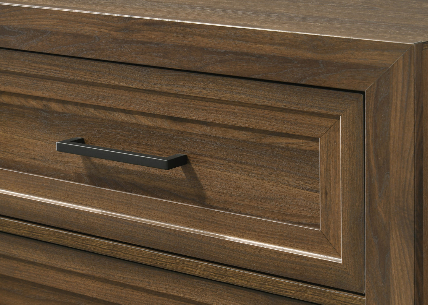 1pc Contemporary Six Drawer Dresser Geometric Design Brown Finish Wooden Furniture image 3