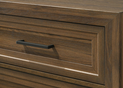 1pc Contemporary Six Drawer Dresser Geometric Design Brown Finish Wooden Furniture image 3