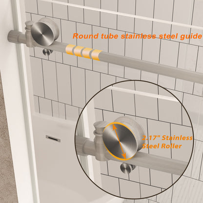 Frameless shower door 56-60 "W x 76" H, 1/4 "(6 mm) Clear Tempered Glass, Explosion Proof Film, Stainless Steel Handle,Brushed Nickel image 5