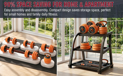 66LB Adjustable Dumbbell Set, 4-in-1 Convertible Weights, Dumbbells, Barbell, Kettlebells for Home Gym Workouts image 2