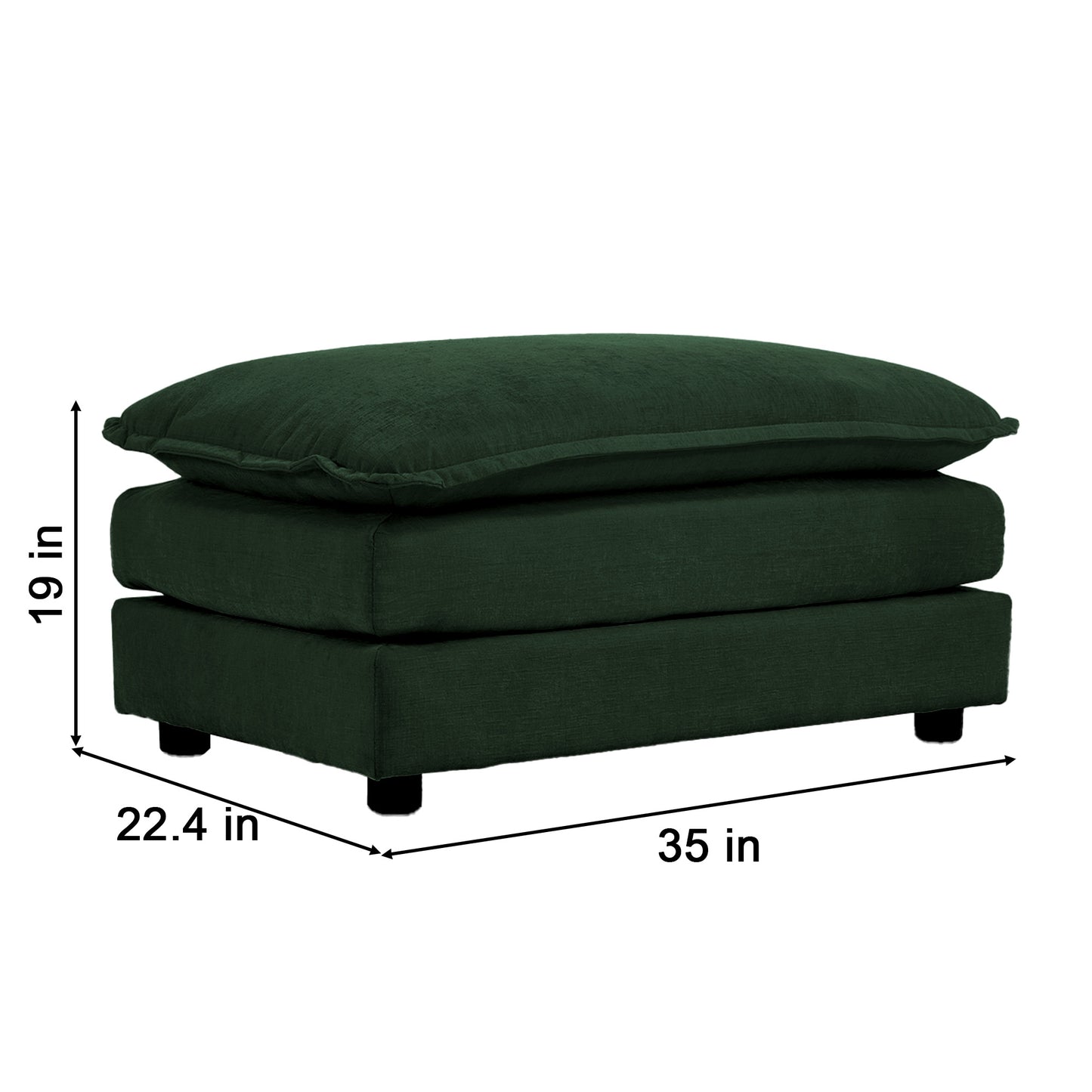 Chenille Fabric Ottomans Footrest to Combine with 2 Seater Sofa, 3 Seater Sofa and 4 Seater Sofa, Green Chenille image 2