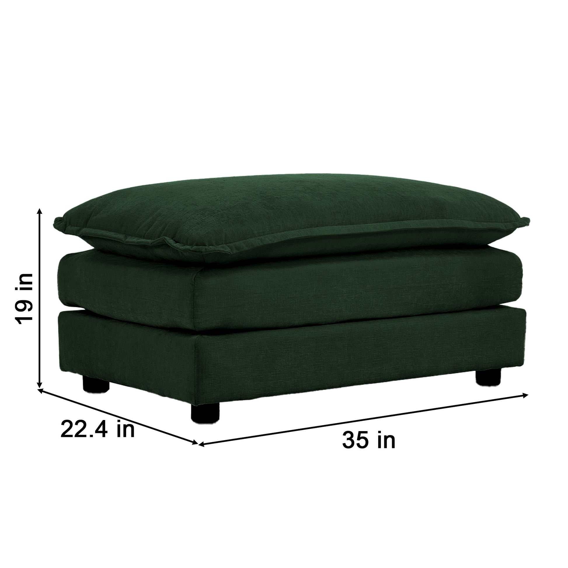 Chenille Fabric Ottomans Footrest to Combine with 2 Seater Sofa, 3 Seater Sofa and 4 Seater Sofa, Green Chenille image 2