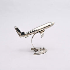 Decorative Retro Aluminum Airplane Sculpture – 8x8x6"  Nickel-Finished Table Accent