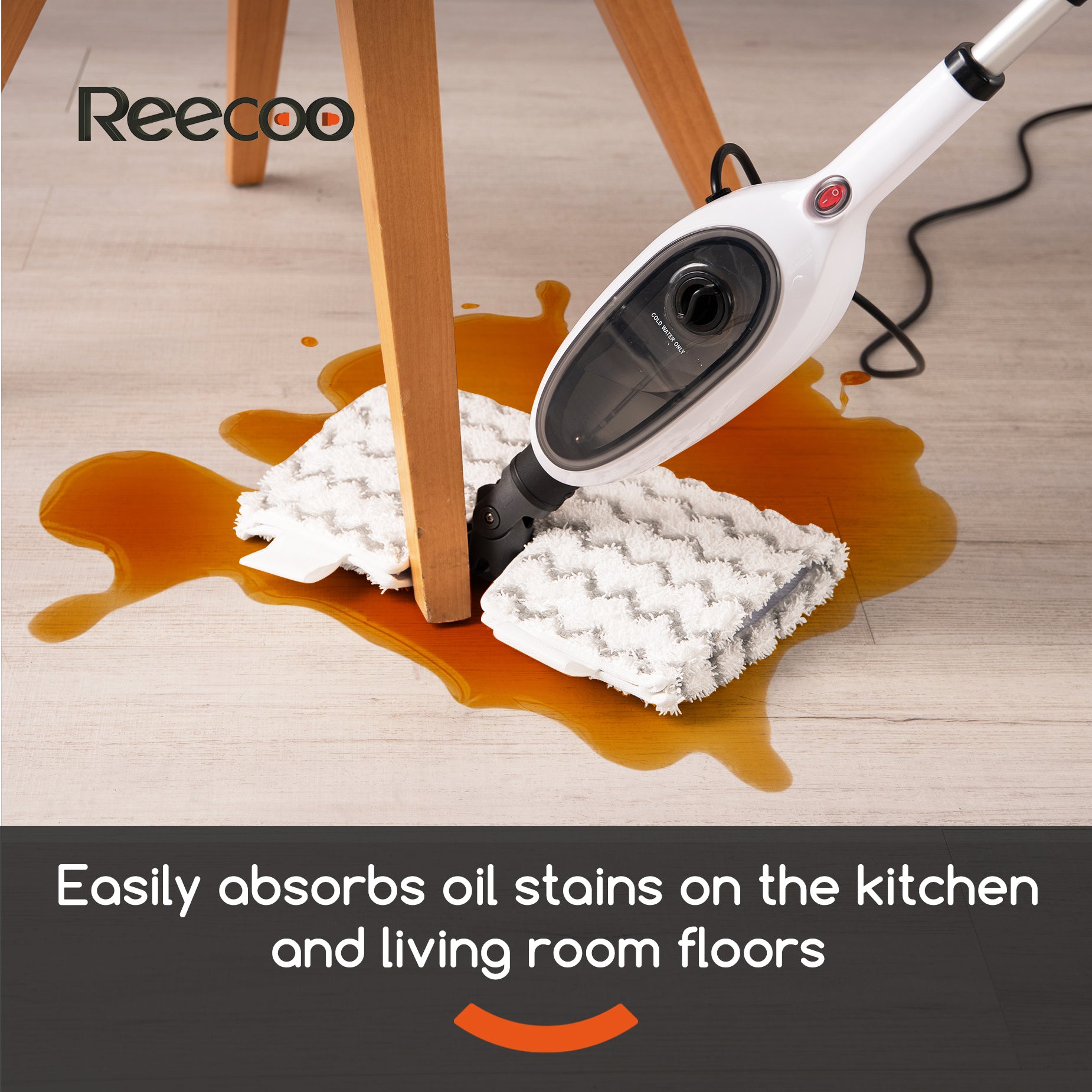 Steam Mops for Floor Cleaning, Unique Double-Sided Flip Design, 15 Seconds Fast Heating 10-in-1 Steam Cleaner for Kitchen, Living Room Wood Floor Tile Cleaning image 5