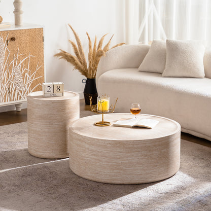 31.5'' Round Coffee Table with Mars Pattern for Living Room, Modern Drum Circle Coffee Table for Living Room, No Need Assembly (Mars Pattern) image 8