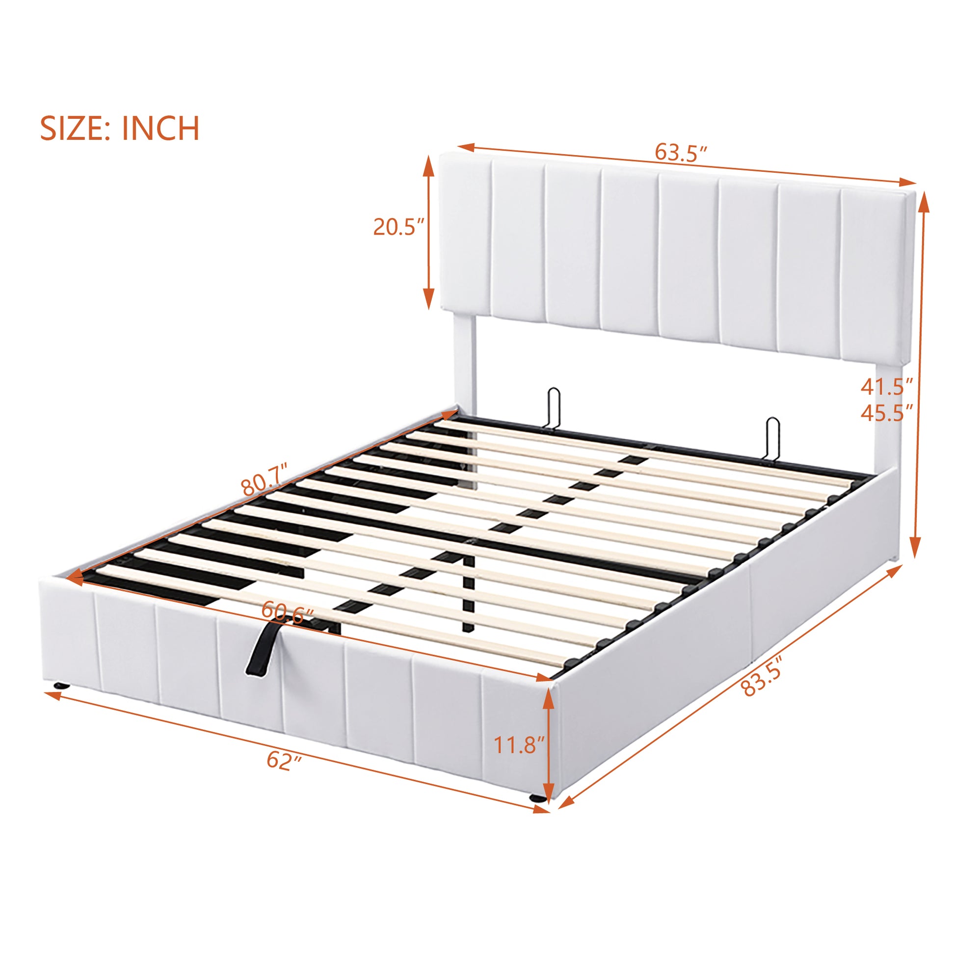 Queen size Upholstered Platform bed with a Hydraulic Storage System - White(OLD SKU: LP000211AAK) image 8