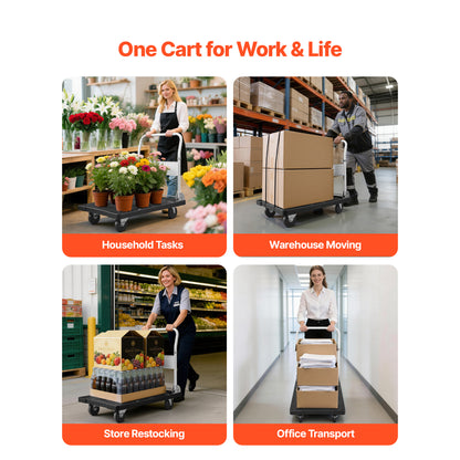 Foldable Push Cart Dolly, 660 lbs Capacity, Folding Platform Truck with Swivel Wheels, Moving Platform Hand Truck Flatbed Cart, Space Saving Push Handle, for Easy Storage, 35.2 x 23.4 x 33.5 in image 9