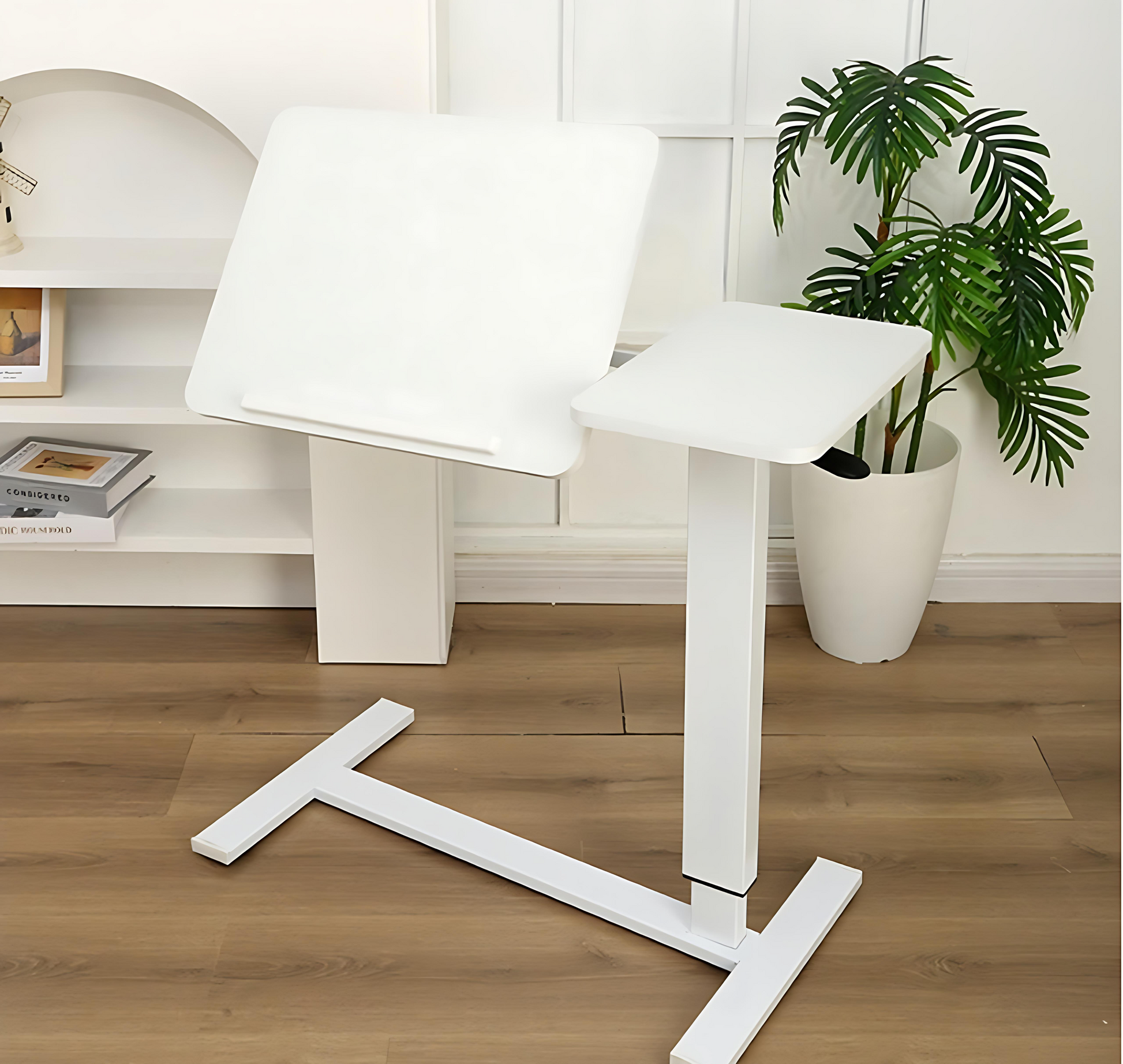 Overbed Bedside Desk, Mobile Rolling Laptop Stand Tilting Overbed Table with Wheels, Height Adjustable Tray Table for Laptop Bed Sofa Side Table, Bedside Table (WHITE) image 3