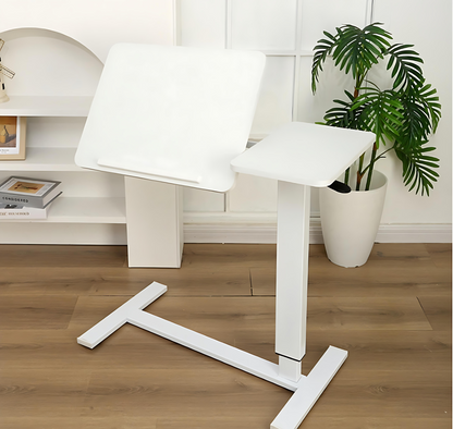 Overbed Bedside Desk, Mobile Rolling Laptop Stand Tilting Overbed Table with Wheels, Height Adjustable Tray Table for Laptop Bed Sofa Side Table, Bedside Table (WHITE) image 3