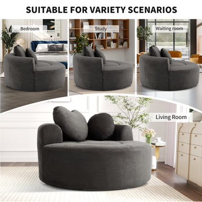 Round Sofa Bed with Memory Foam Sectional Couches for Living Room, Cloud Couch with three pillows, Black+gray image 8