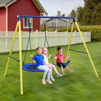 2 in 1 Swing Set With Hammock Swing, Belt Swing for Backyard image 1