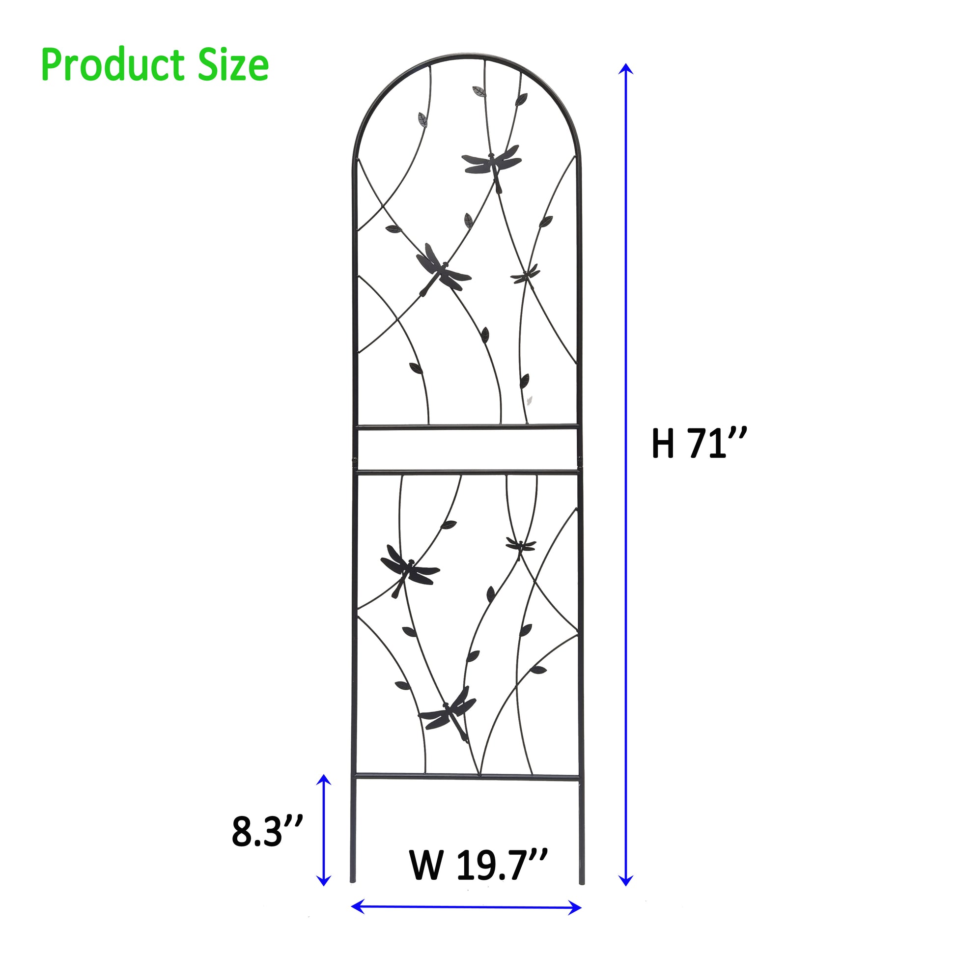 4 Pack Metal Garden Trellis 71" x 19.7" Rustproof Trellis for Climbing Plants Outdoor Flower Support Dragonfly Deco Black image 5