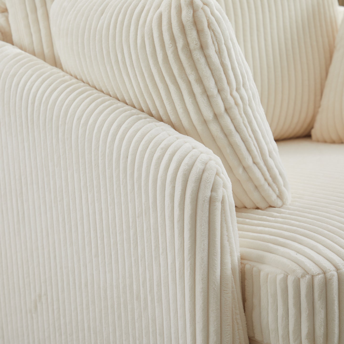 40.55''W Swivel Accent Chair With 2 Thorw Pillows 360 Degree Swivel Round Sofa Modern Oversized Arm Chair Cozy Club Chair for Bedroom Living Room Lounge Hotel, Ivory Corduroy image 6