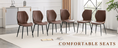 Ergonomic Curved Backrest of Brown Coffee Dining Chair