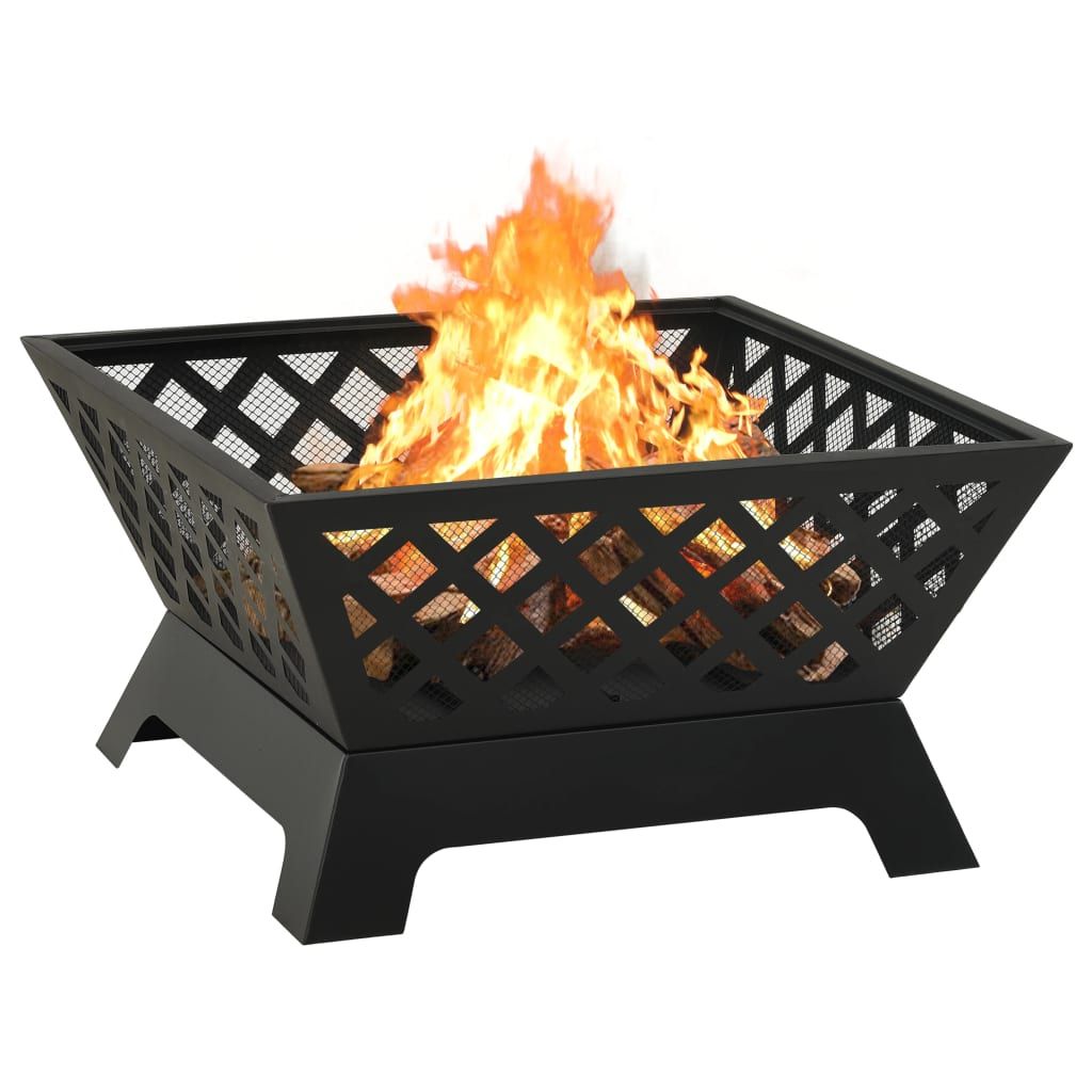 Fire Pit with Poker 25.2" XXL Steel image 4