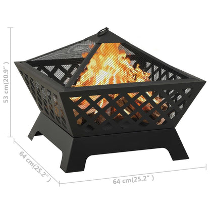 Fire Pit with Poker 25.2" XXL Steel image 8