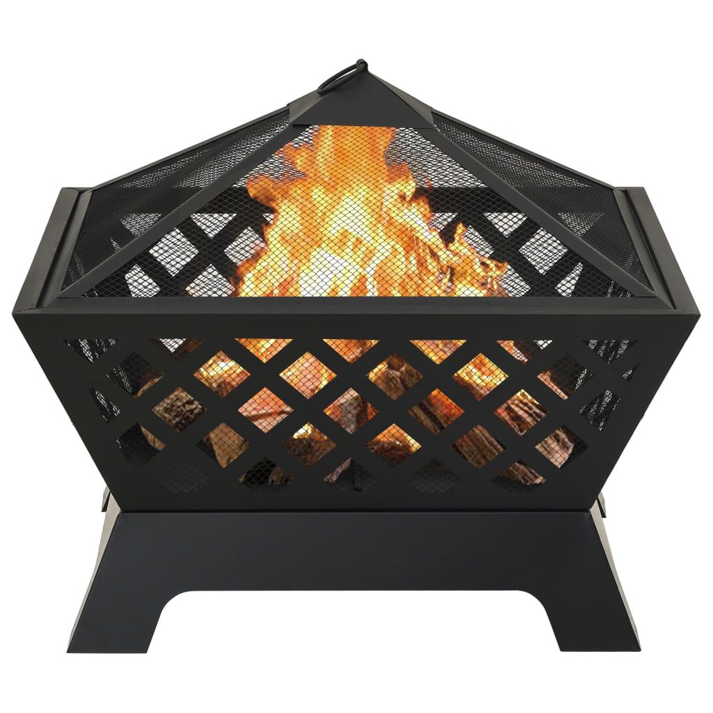 Fire Pit with Poker 25.2" XXL Steel image 3