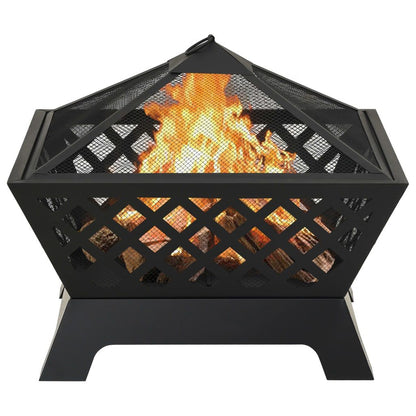 Fire Pit with Poker 25.2" XXL Steel image 3