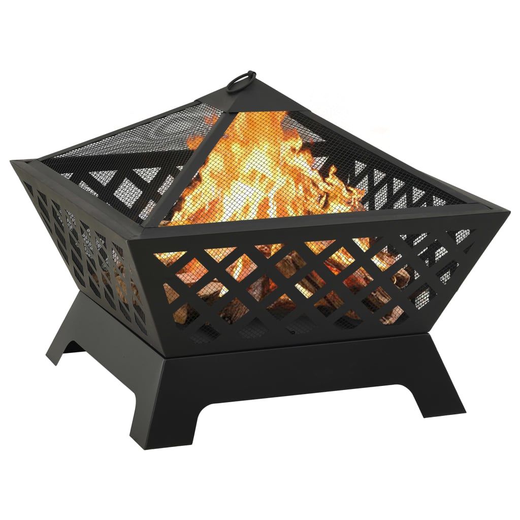 Fire Pit with Poker 25.2" XXL Steel image 2