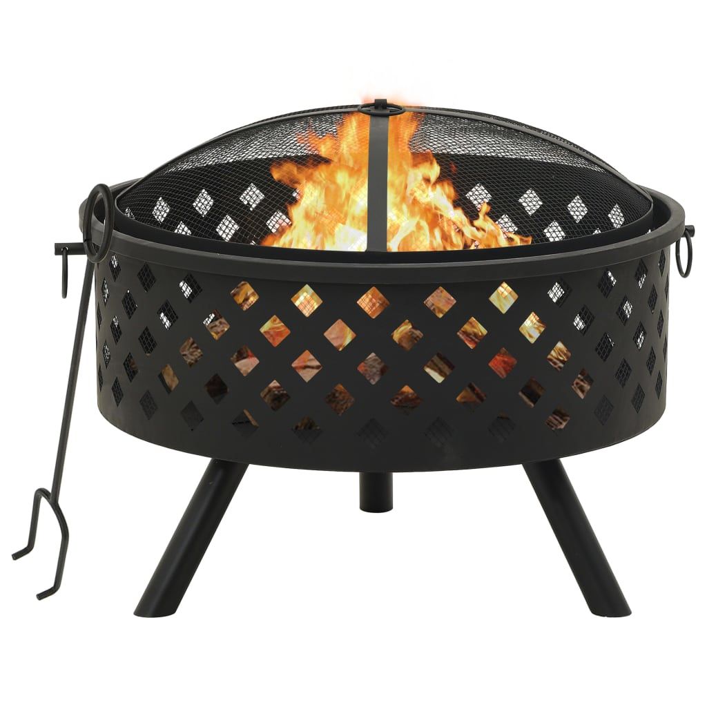 Fire Pit with Poker 26.8" XXL Steel image 1
