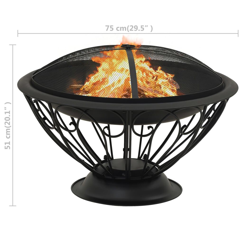 Fire Pit with Poker 29.5" XXL Steel image 8