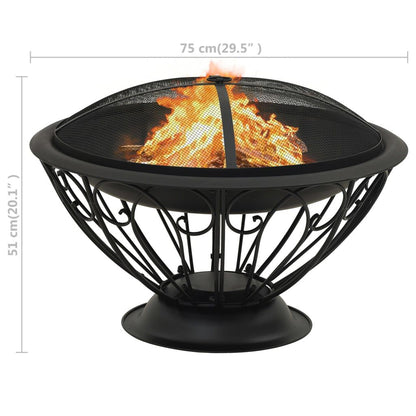 Fire Pit with Poker 29.5" XXL Steel image 8