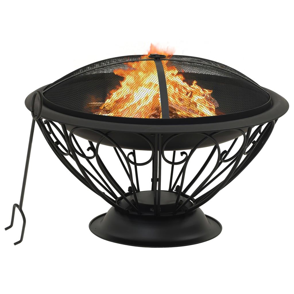 Fire Pit with Poker 29.5" XXL Steel image 1