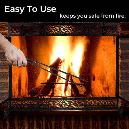 Fireplace Screen,  Metal Fire Place Cover Two-Doors Large Flat Guard Screens, Baby Safe Spark Guard Protector Wood Burni image 11