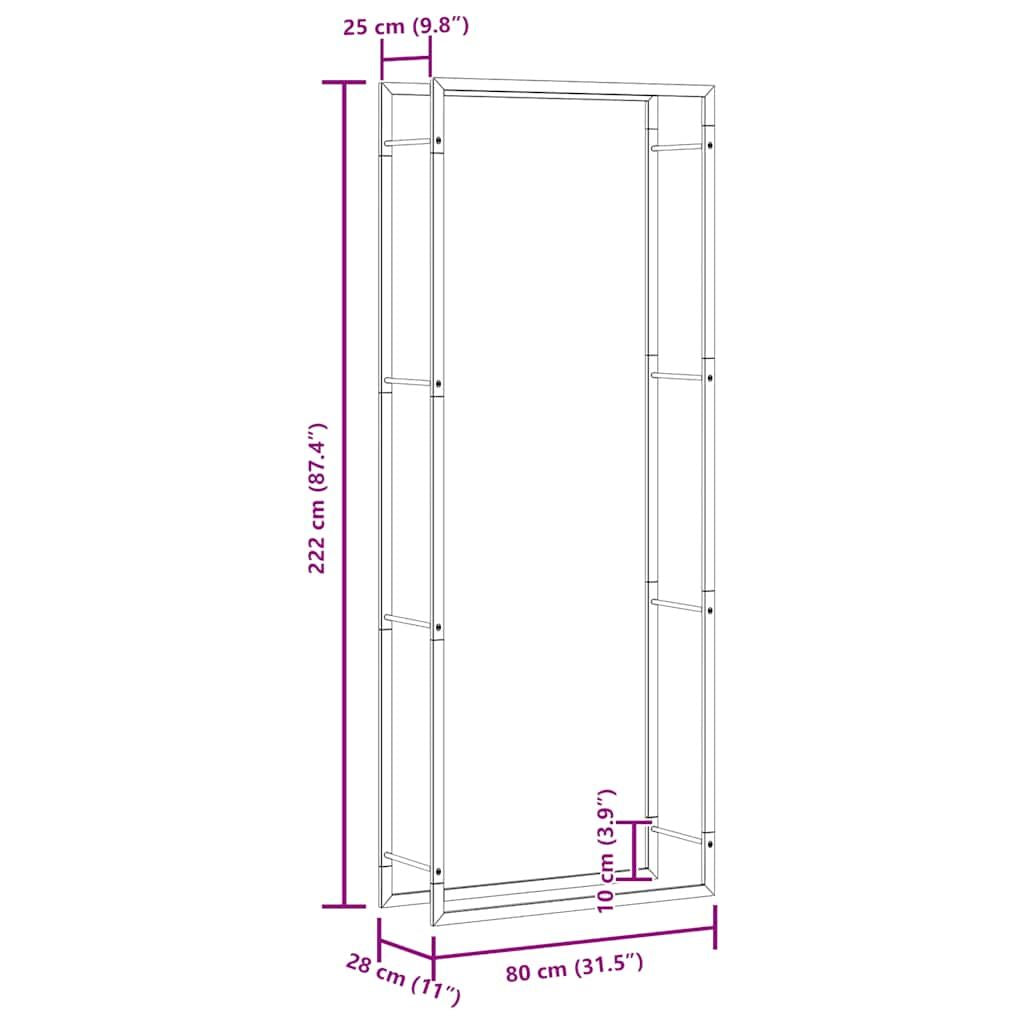 Firewood Rack Matt Black 31.5x11.0x87.4" Steel image 10