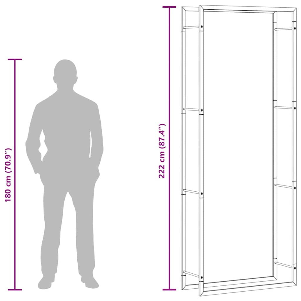 Firewood Rack Matt Black 31.5x11.0x87.4" Steel image 11