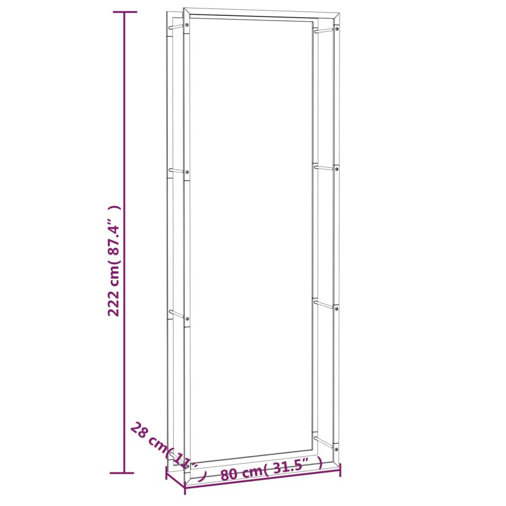Firewood Rack Matt Black 31.5x11.0x87.4" Steel image 6