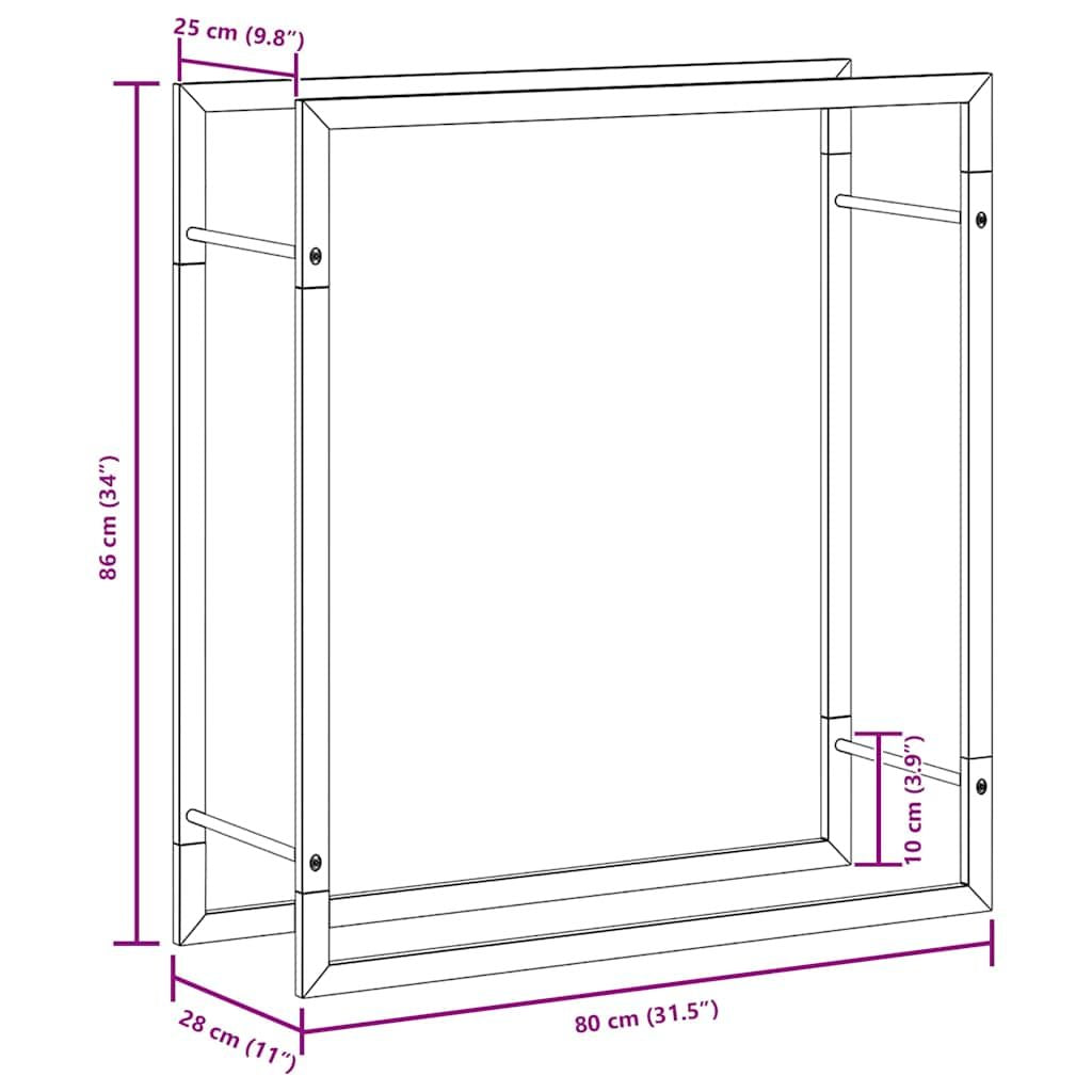 Firewood Rack Matt Black 31.5"x11"x33.9" Steel image 8