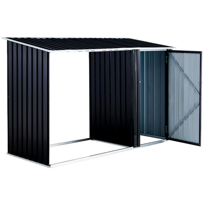 Firewood Storage Shed, Outdoor Firewood Rack, Outdoor Storage Shed with Log Holder, Firewood Shelter for Patio, Anthraci image 13