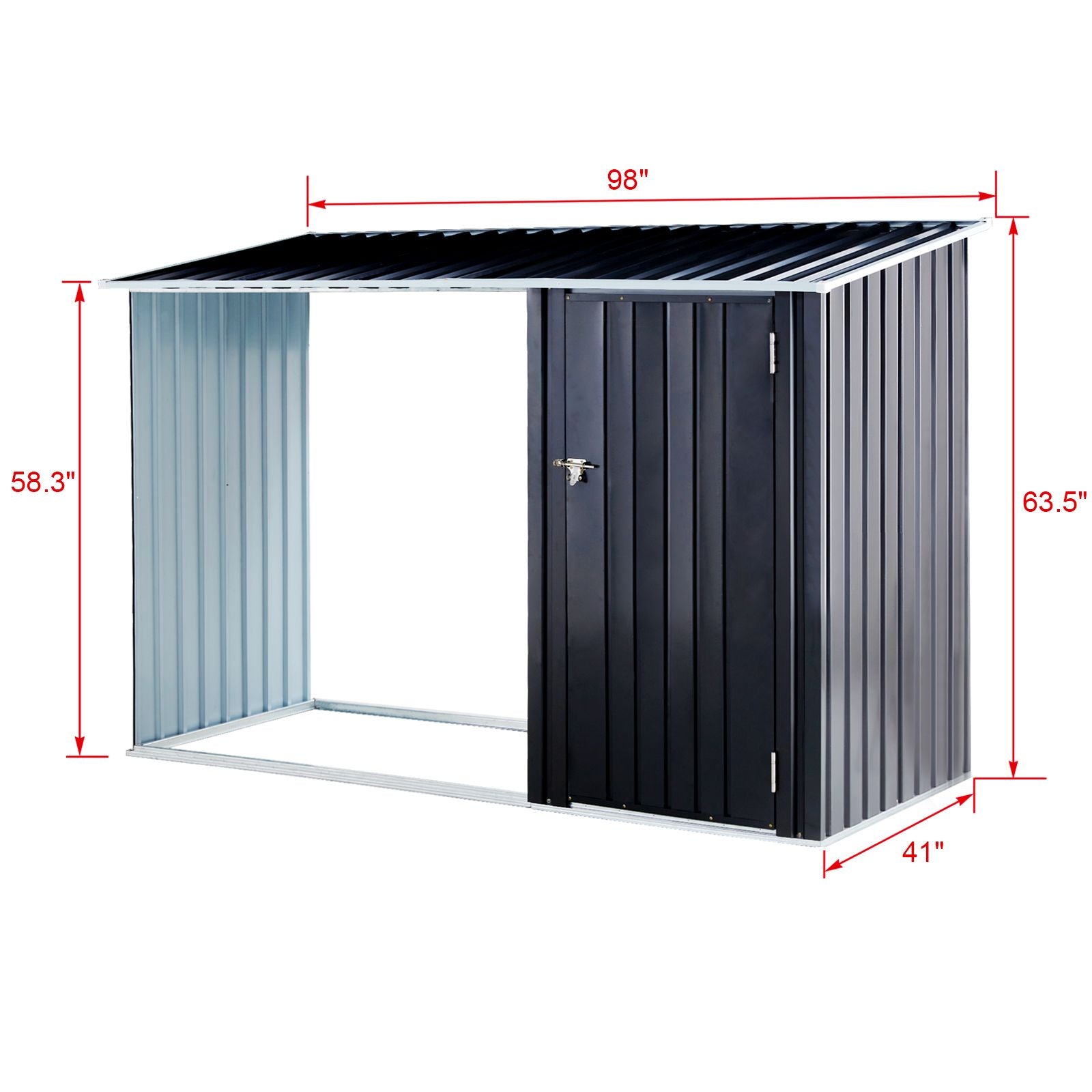 Firewood Storage Shed, Outdoor Firewood Rack, Outdoor Storage Shed with Log Holder, Firewood Shelter for Patio, Anthraci image 10
