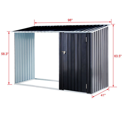 Firewood Storage Shed, Outdoor Firewood Rack, Outdoor Storage Shed with Log Holder, Firewood Shelter for Patio, Anthraci image 10