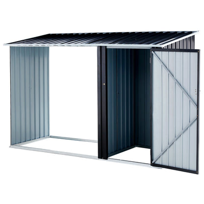 Firewood Storage Shed, Outdoor Firewood Rack, Outdoor Storage Shed with Log Holder, Firewood Shelter for Patio, Anthraci image 2