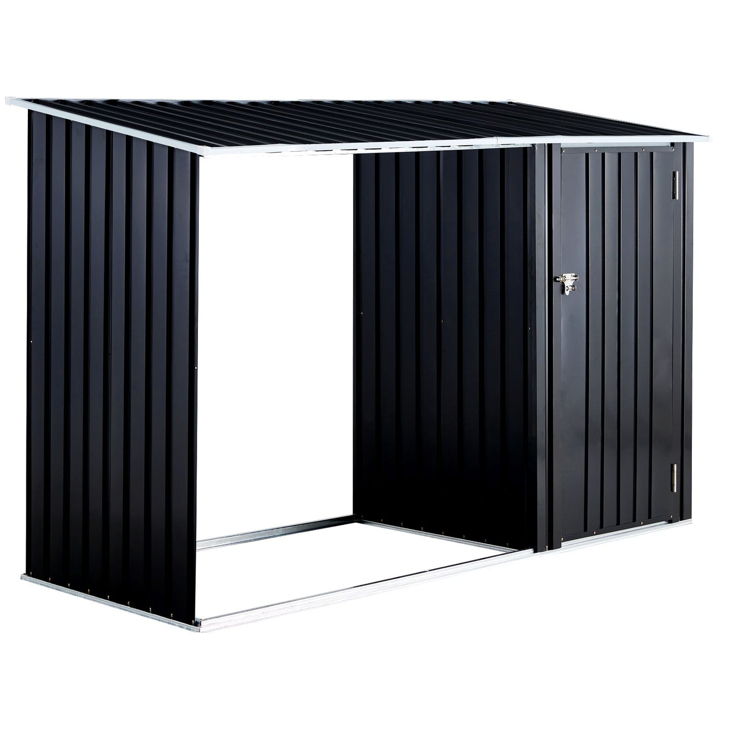 Firewood Storage Shed, Outdoor Firewood Rack, Outdoor Storage Shed with Log Holder, Firewood Shelter for Patio, Anthraci image 1