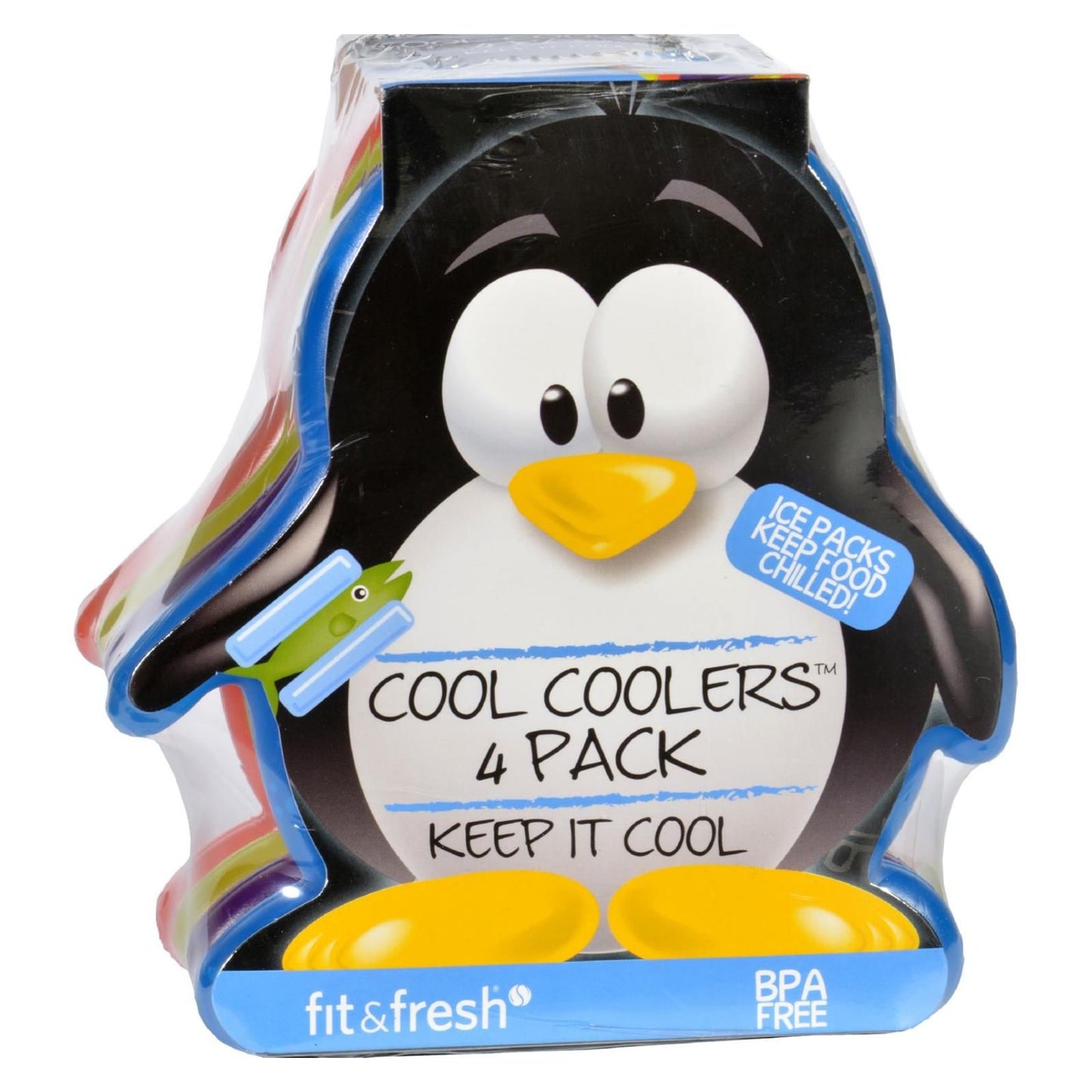 Fit And Fresh Ice Packs - Cool Coolers - Multicolored Penguin - 4 Count image 1