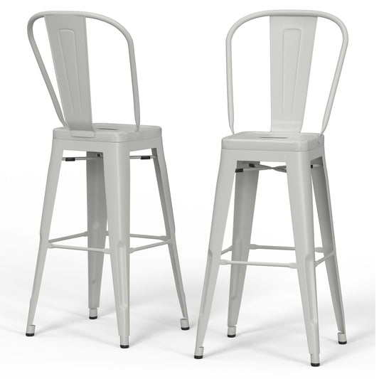 Fletcher 24 inch white metal counter height stool set of 2 front view