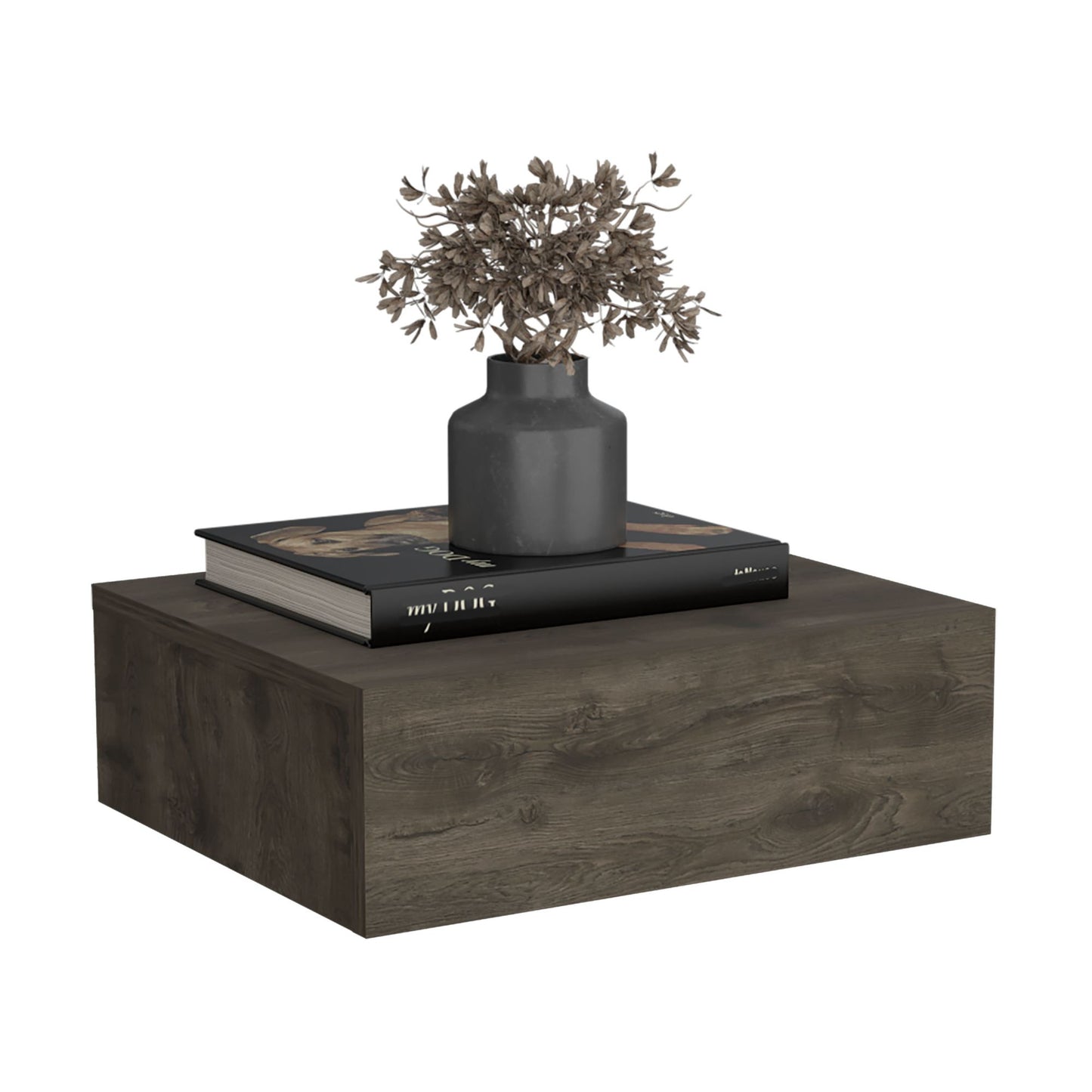 Floating Nightstand 5"H, Modern Wall-Mounted Bedside Shelf with Drawer, Dark Brown image 6