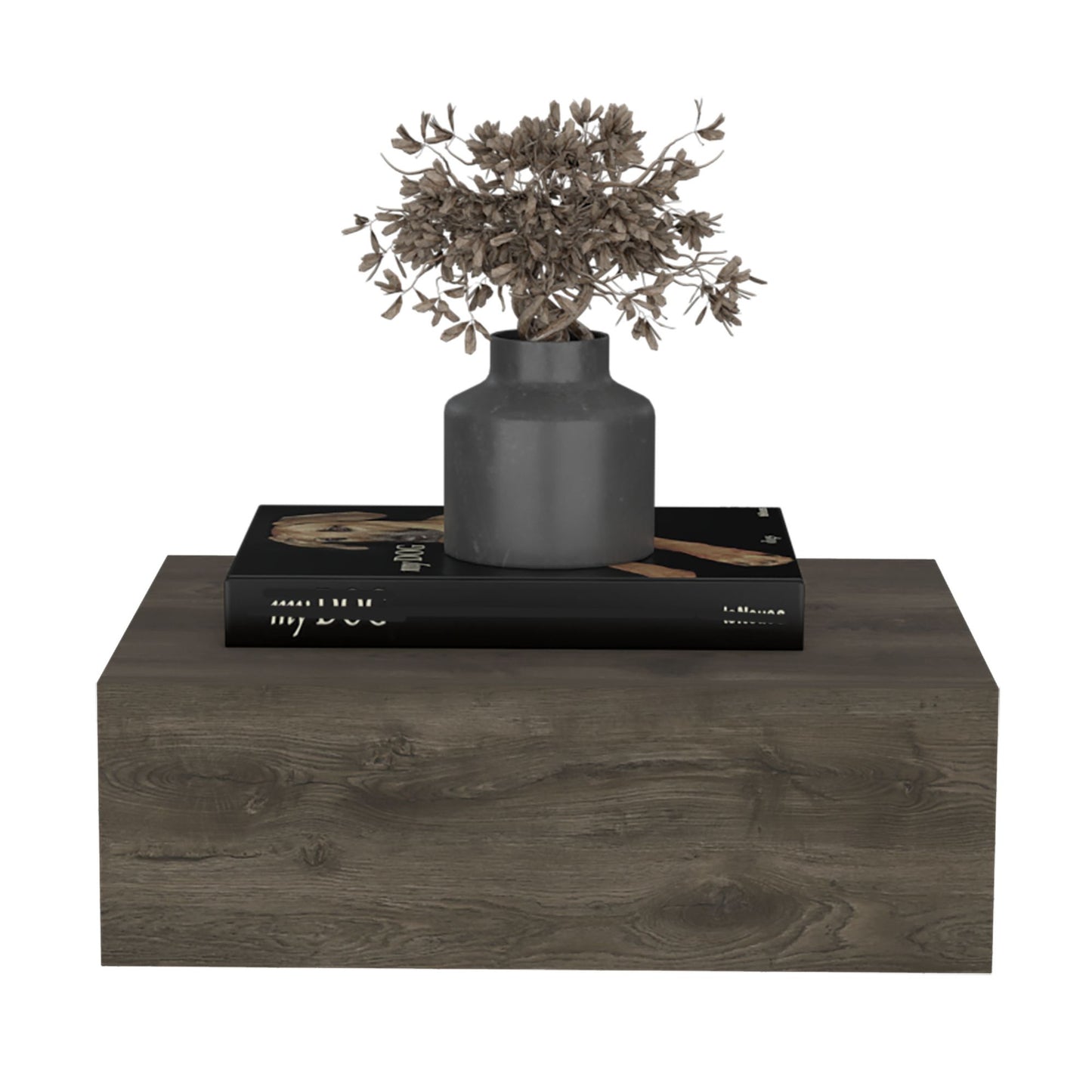 Floating Nightstand 5"H, Modern Wall-Mounted Bedside Shelf with Drawer, Dark Brown image 5