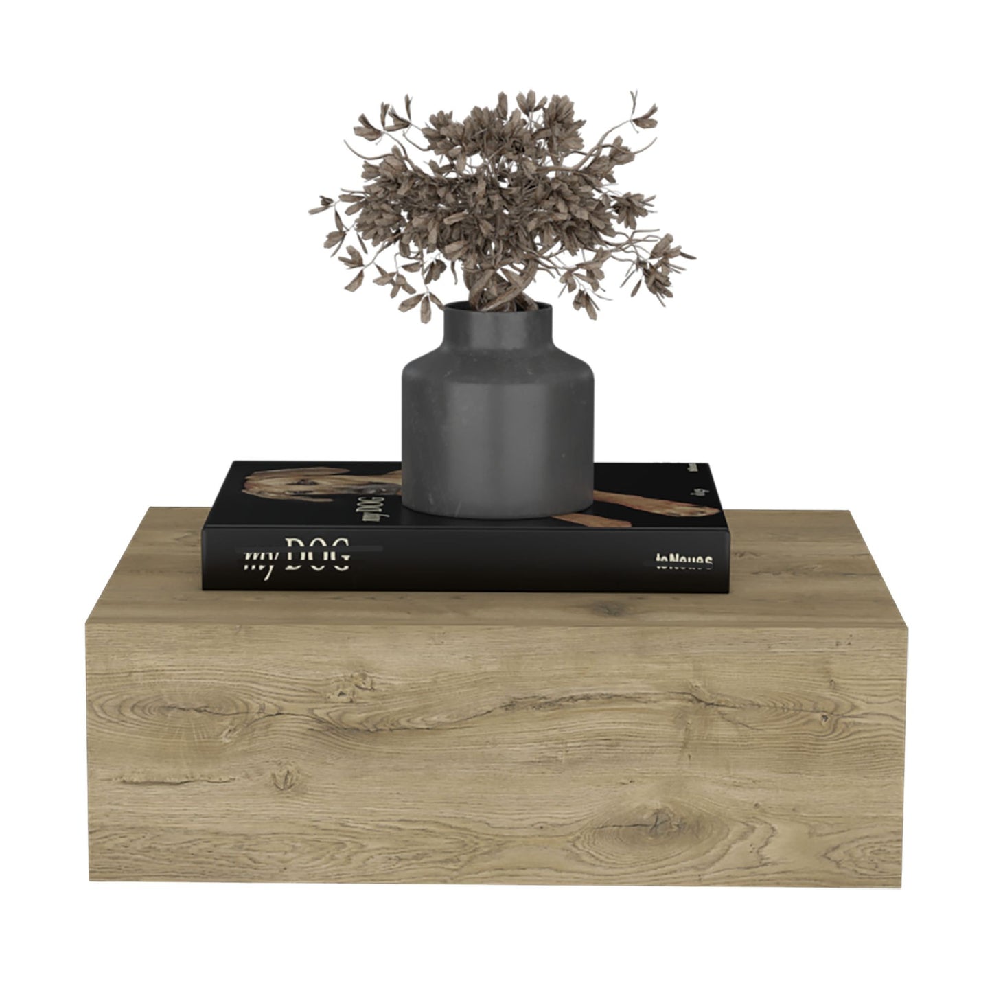 Floating Nightstand 5"H, Modern Wall-Mounted Bedside Shelf with Drawer, Macadamia image 5