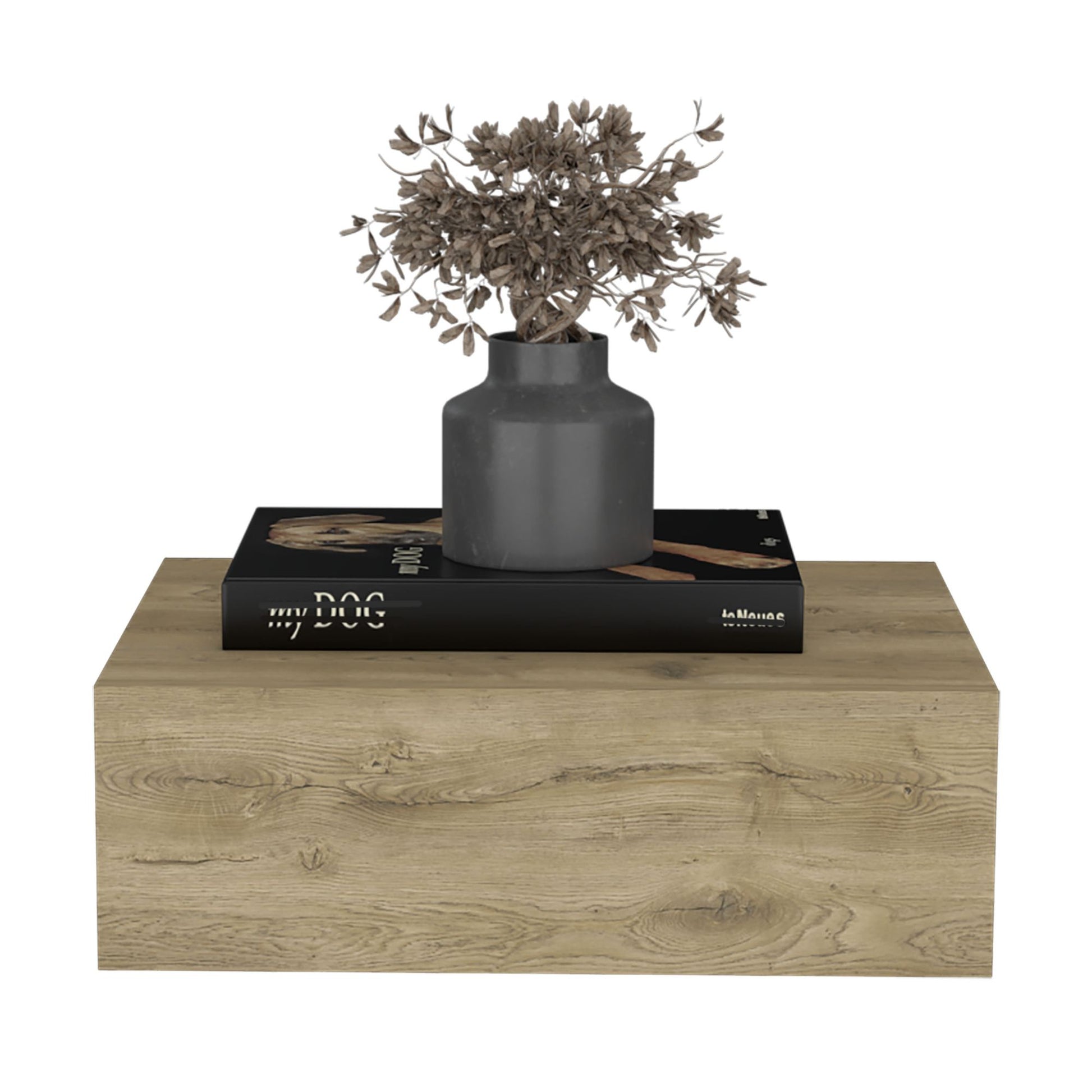 Floating Nightstand 5"H, Modern Wall-Mounted Bedside Shelf with Drawer, Macadamia image 5