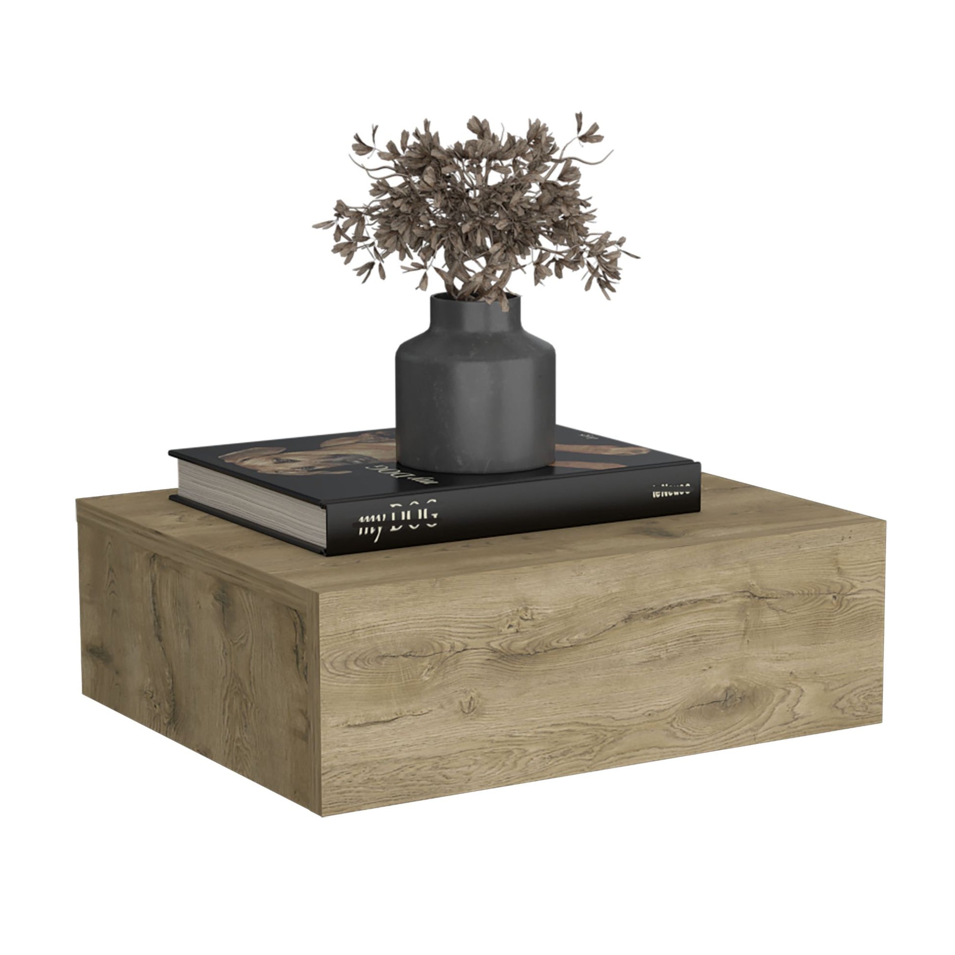 Floating Nightstand 5"H, Modern Wall-Mounted Bedside Shelf with Drawer, Macadamia image 6