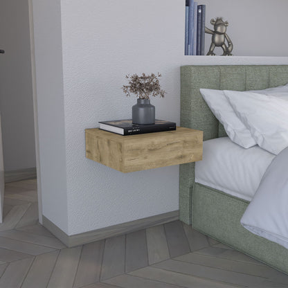 Floating Nightstand 5"H, Modern Wall-Mounted Bedside Shelf with Drawer, Macadamia image 1