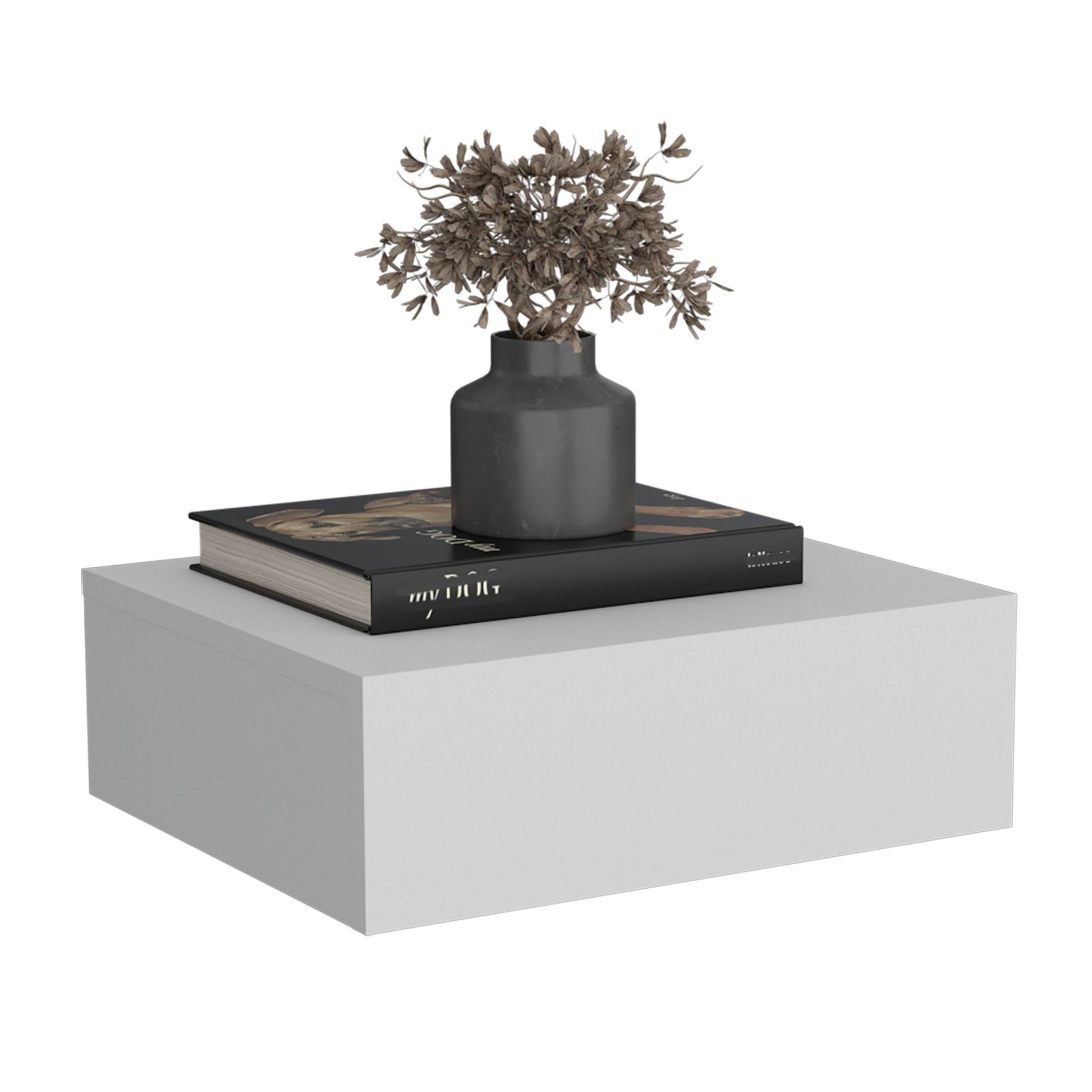 Floating Nightstand 5"H, Modern Wall-Mounted Bedside Shelf with Drawer, White image 5